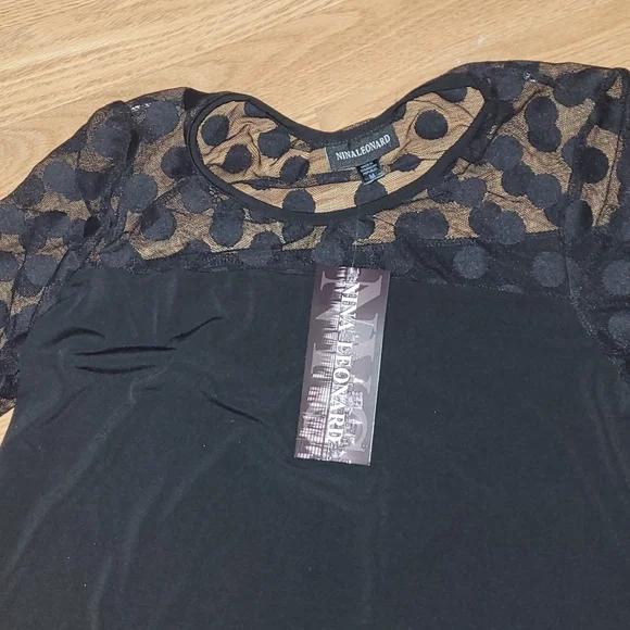 New Nina Leonard sexy black midi dress sizes M and L - Picture 4 of 8